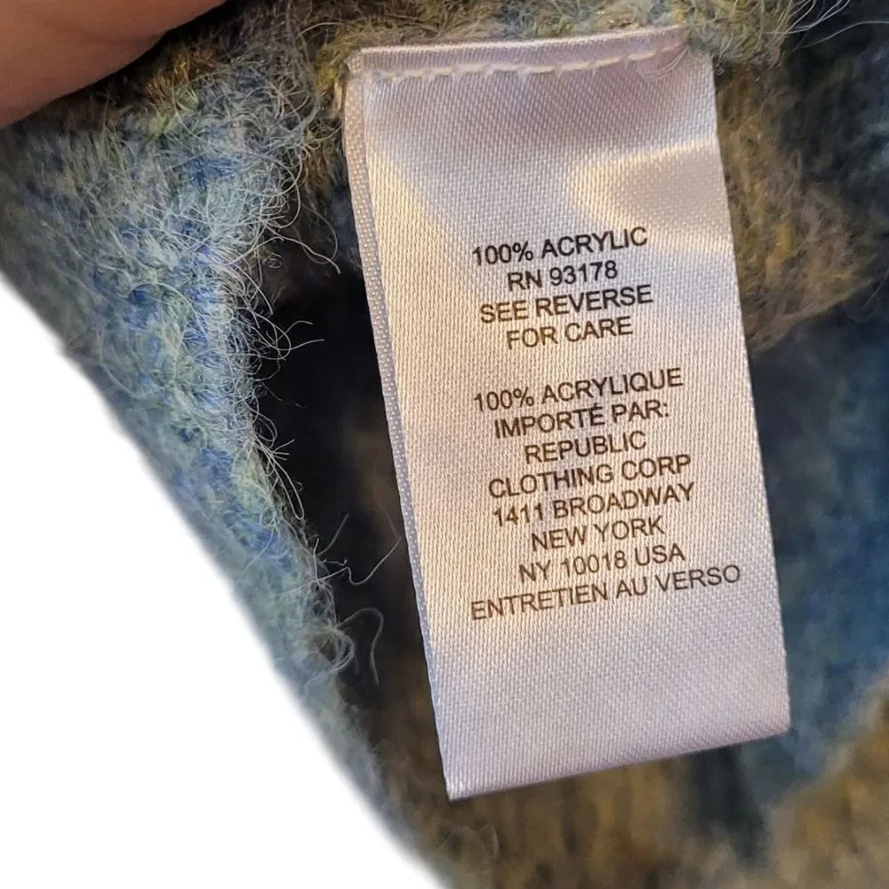 Tahari Women's Blue Green Cozy Knit Cropped Cardigan Size M NWT